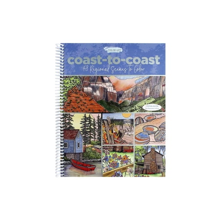 Leisure Arts Coast to Coast Adult Coloring Book 80 Pages 8x10.88 Inch