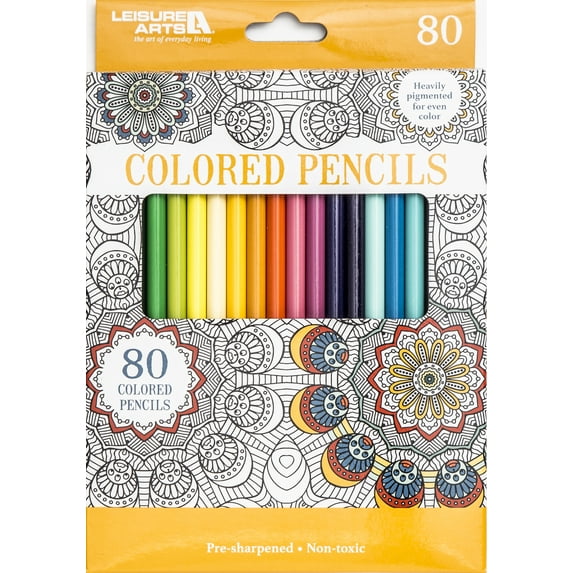 Leisure Arts Colored Pencils, 80 Piece, Beginners