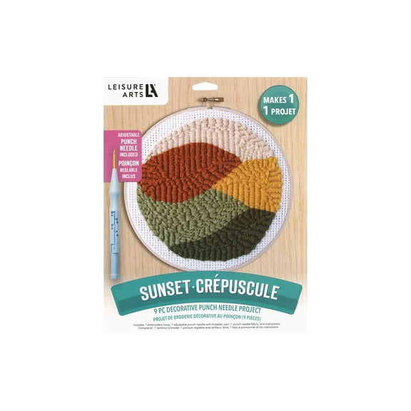 Leisure Arts Punch Needle Kit, Sunset, Punch Needle Kit, Kits Adults Beginner, Embroidery Kit For Beginners