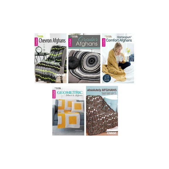 Leisure Arts Crochet Afghan Book Collection 5pc