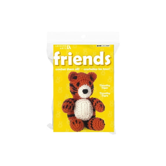 Leisure Arts - Crochet Kits, Friends Timothy Tiger, 3", Crochet Kit For Beginners, Complete Kit, Animal Kits, Animal Kit, Diy Amigurumi Kits
