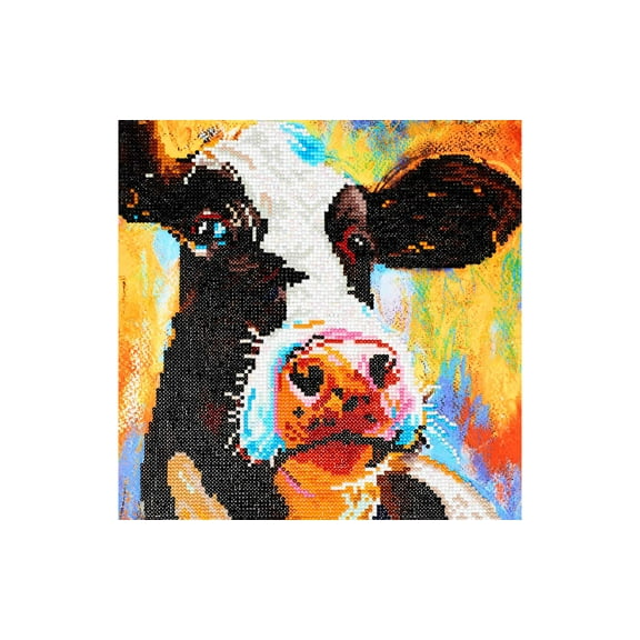 Diamond Art By Leisure Arts Painted Cow, 12"X12", Intermediate Diamond Painting Kits For Adults, Art For Adults, Kit, Painting