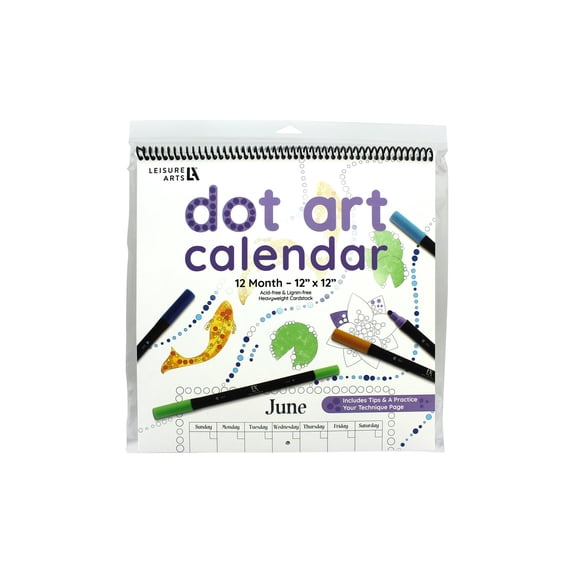 Leisure Arts Dot Art Calendar, 12"X12", Blank Calendar, Dot Markers, Dot Paint, Dot Art Markers, Paint Dot Markers, Paint Dotters, Dotters, Dot Coloring, Adult Coloring