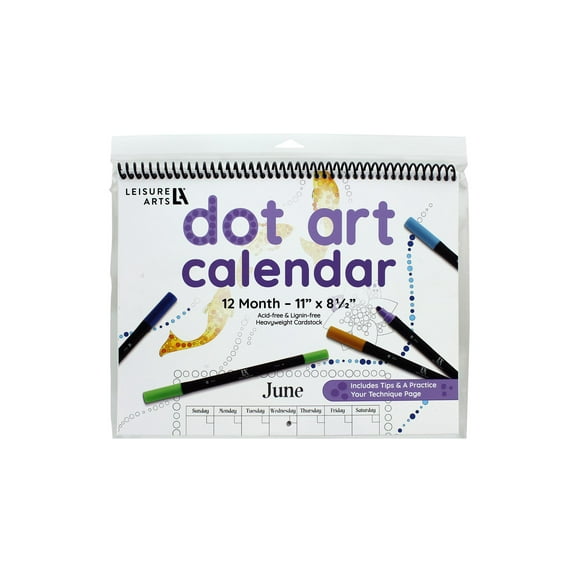 Leisure Arts Dot Art Calendar, 8.5"X11", Blank Calendar, Dot Markers, Paint, Art Markers, Paint Paint Dotters, Dotters, Coloring, Adult Coloring
