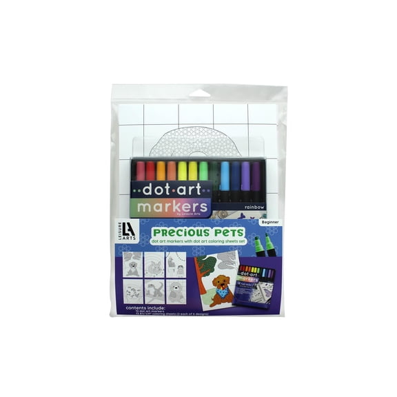 Leisure Arts Dot Art Pets Coloring Sheets W/Markers, Dot Art, Marker Sheets, Art Activity Sheets, Book, Coloring Book, Markers Sheet