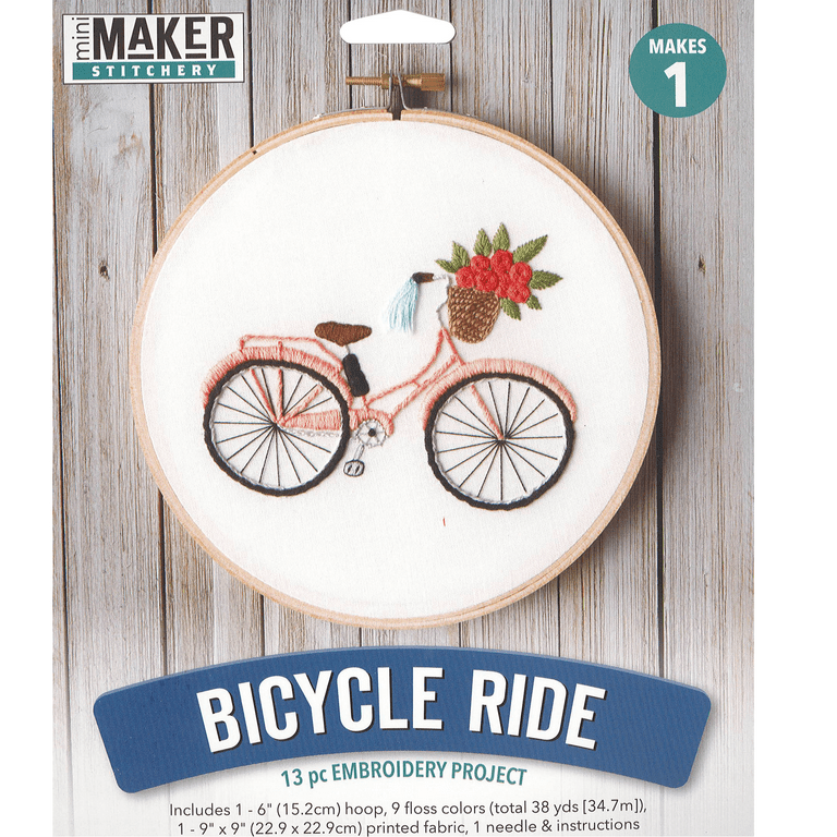 Leisure Arts Embroidery Kit - Bicycle Ride, 6