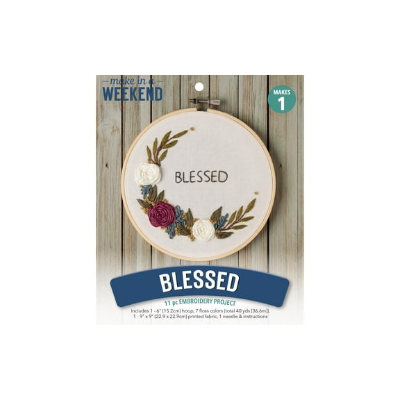 Leisure Arts Blessed Floral Embroidery Kit 6 Inch Hoop Art