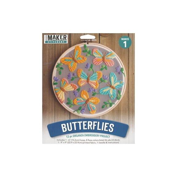 Leisure Arts Embroidery Kit 6" Butterfly – Cross Stitch Starter Set for Beginners, DIY Needlework Project for Adults, Includes Hoop, Thread, and Pattern