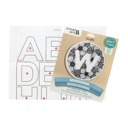 Leisure Arts Embroidery Kit 6" Monogram - Embroidery Kit for Beginners and Adults, Cross Stitch Kits with Patterns, DIY Starter Set for Seasonal Craft Projects