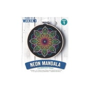 Leisure Arts Embroidery Kit 6" Neon Mandala- Embroidery Kit For Beginners - For Adults - Cross Stitch Kits Cross Stitch Kits Beginners Patterns