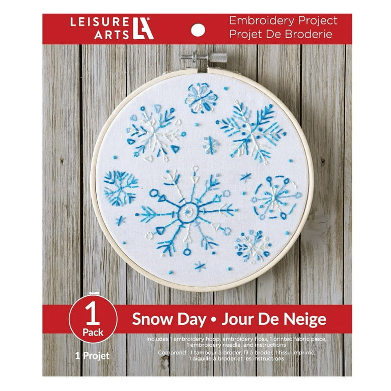 Leisure Arts Embroidery Kit 6 inch Snow Day - Embroidery Kit for Beginners - Embroidery Kit for Adults - Cross Stitch Kits - Cross Stitch Kits for