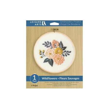 Leisure Arts Wildflowers Embroidery Kit 6 Inch Hoop Art Beginner