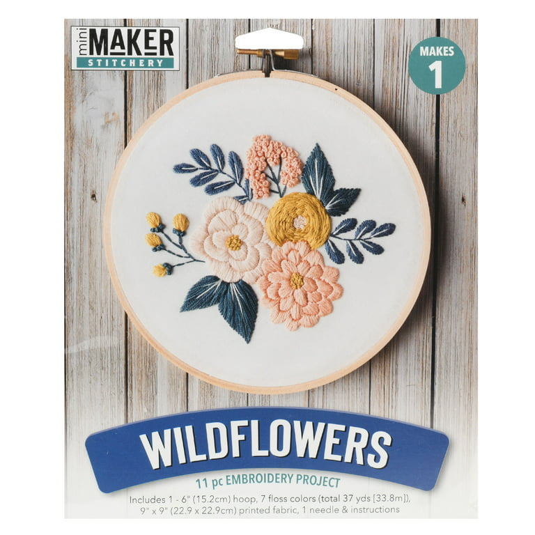 Leisure Arts Embroidery Kit 6 Wildflowers- embroidery kit for beginners - embroidery  kit for adults - cross stitch kits - cross stitch kits for beginners - embroidery  patterns 