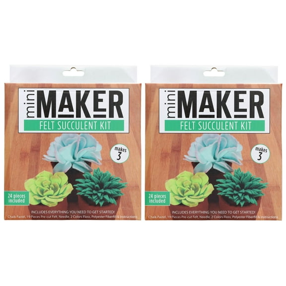 Leisure Arts Felt Kit Mini Maker Succulent Green 2 Pc Needle Felt Kit With Supplies Included To Create Adorable Succulents! Perfect Felting Kits For Beginners Adult Craft
