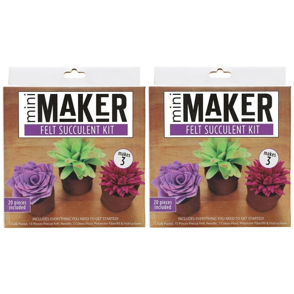 Leisure Arts Felt Kit Mini Maker Succulent Multicolor 2 Pc – Needle Felt Kit With Supplies Included To Create Adorable Succulents! Perfect Felting Kits For Beginners Adult Craft