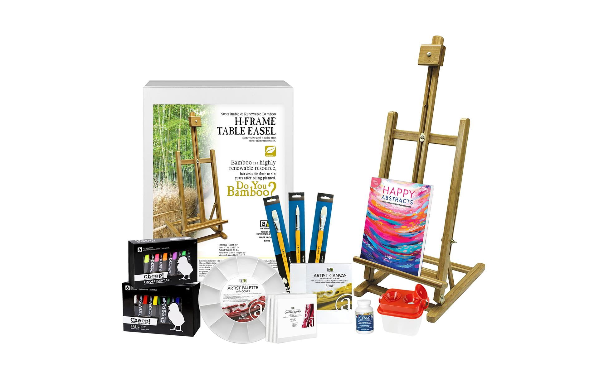 Leisure Arts Happy Abstracts Cheep! Bundle, Paint Set, Paint Kit, Painting Kits For Adults, Acrylic Sets For Adults, Canvas Set, Acrylic Kits Adults