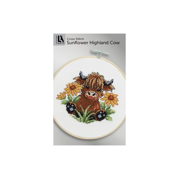 Leisure Arts Highland Cow Cross Stitch Spring ePattern, Counted Cross Stitch Pattern Books for Adults, Beginner DIY Embroidery Pattern Book for Home Decor Crafts