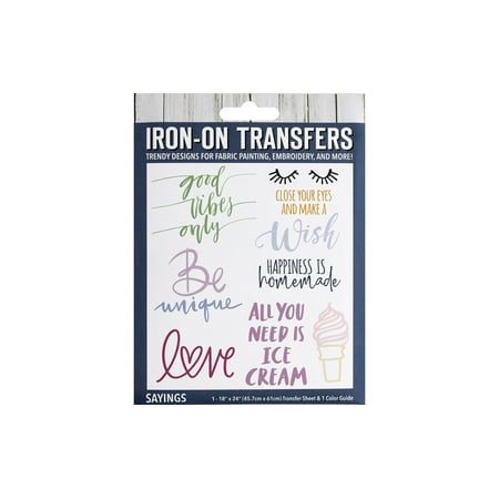 Leisure Arts Iron On Transfer Sayings, Trendy Word and Phrase Designs, for Fabric, Embroidery, Painting and DIY Craft Projects, with Instructions