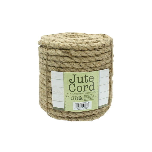 Leisure Arts Jute Cord .47", 98Ft  Natural Brown Twine for Crafts, Jute Rope String for DIY, Rustic Burlap Cord Ideal for Gift Wrapping, Home Decor, and Projects