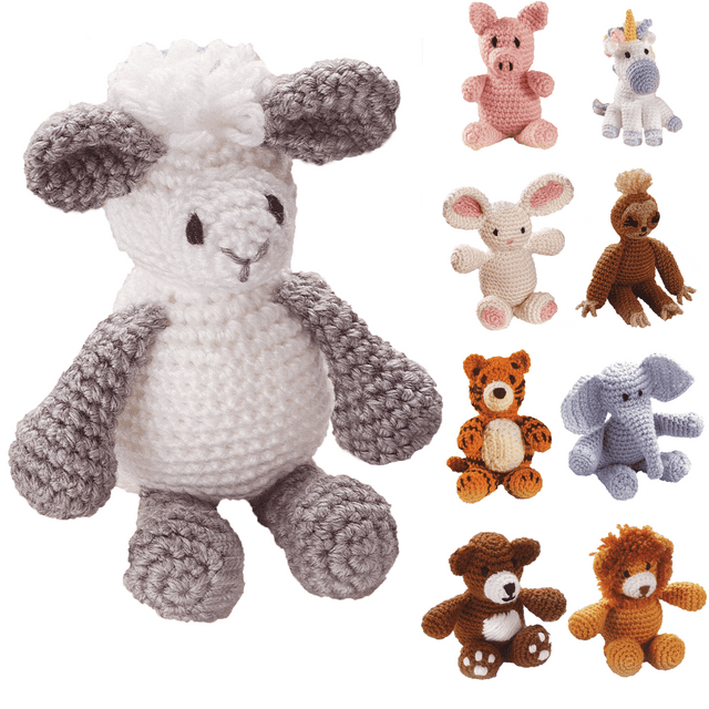 Leisure Arts Little Crochet Friend Animals Crochet Kit, Lamb, 8