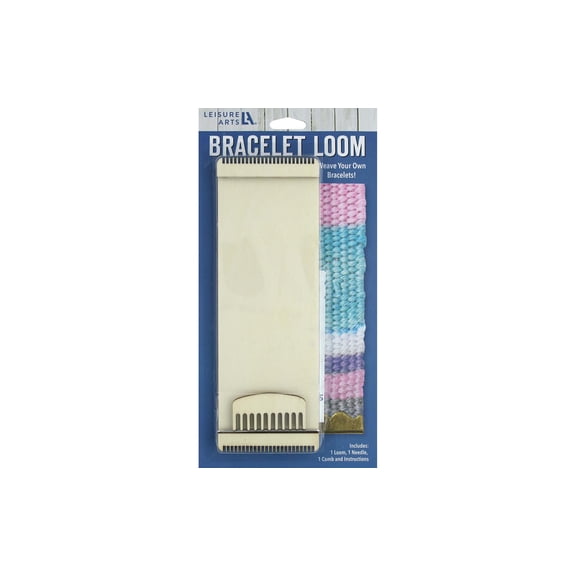 Leisure Arts Bracelet Weaving Loom Kit with Needle, Comb, and Instructions
