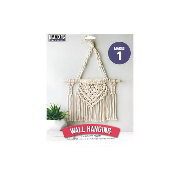 Leisure Arts Macrame Kit Wall Hanging, Macrame Kits for Adults and Beginners, Wall Hanger Craft Kit, DIY Macrame Project Kit for Home or Room Decor
