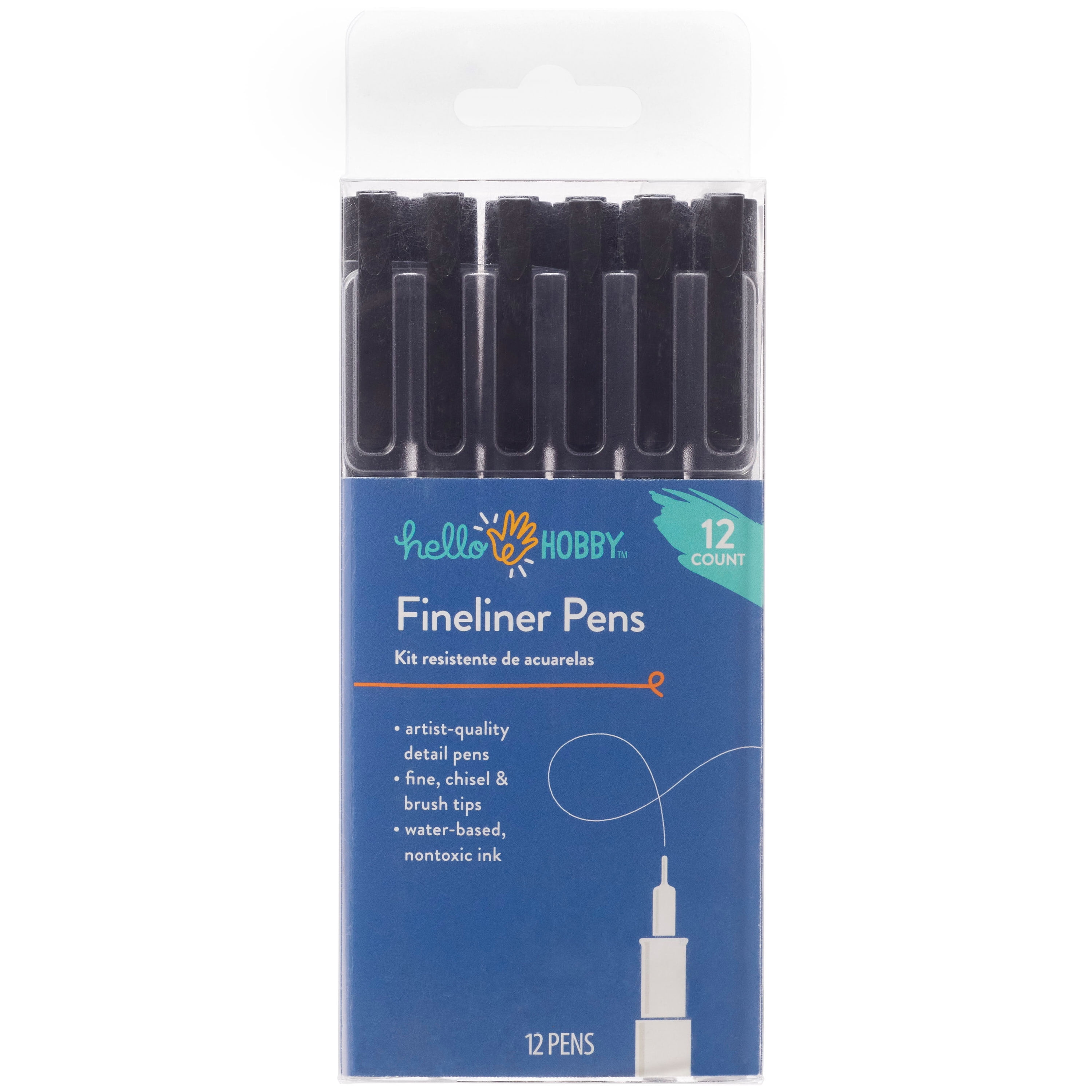 10x Fineliner Dual Nib Water Markers Drawing Art Black Pens Washable Markers