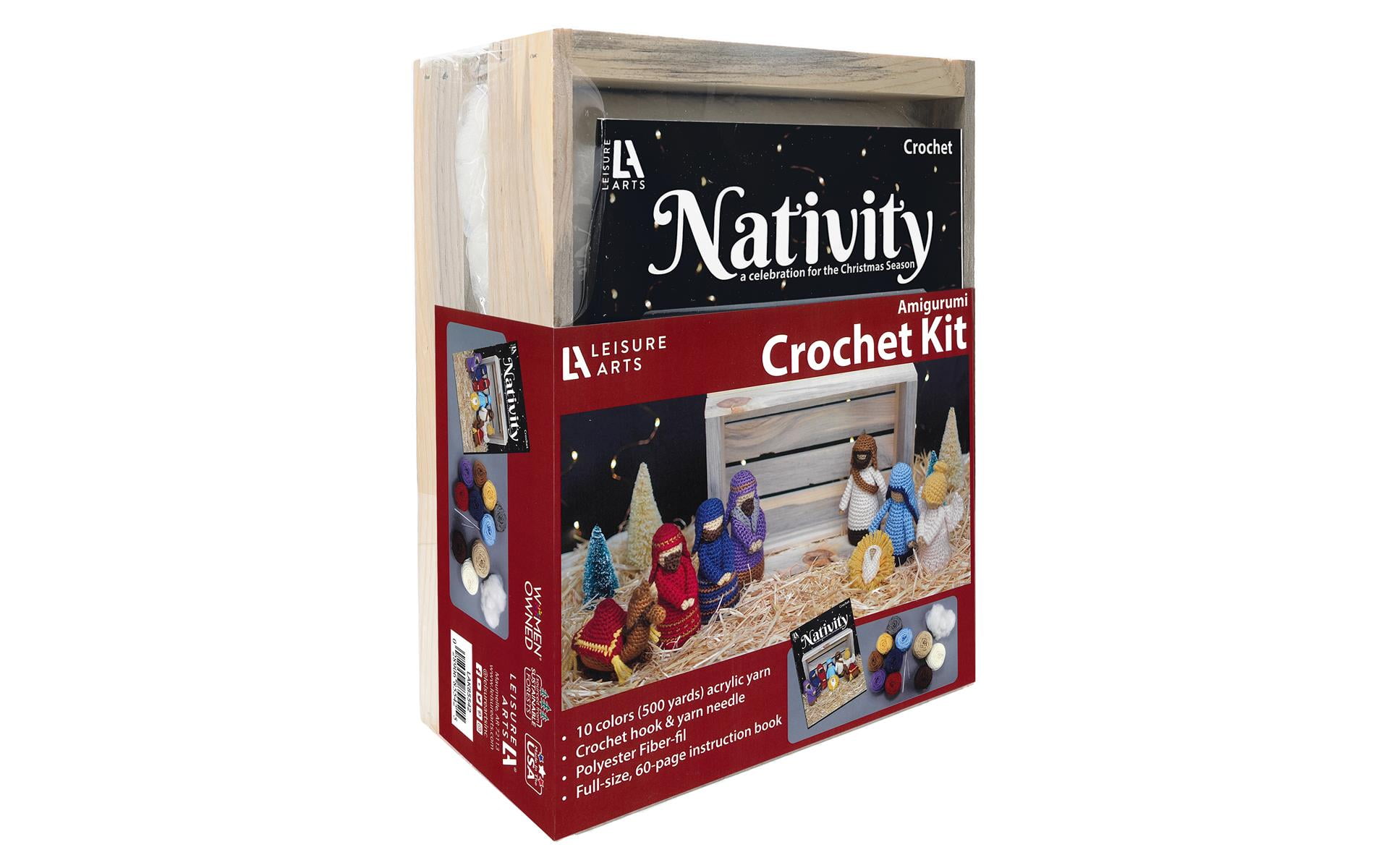 Leisure Arts Nativity Animals Crochet Kit, Nativity Scene, Complete Crochet Kit, Learn To Character Starter Kit For All Ages, Includes Instructions, Diy Amigurumi Kits