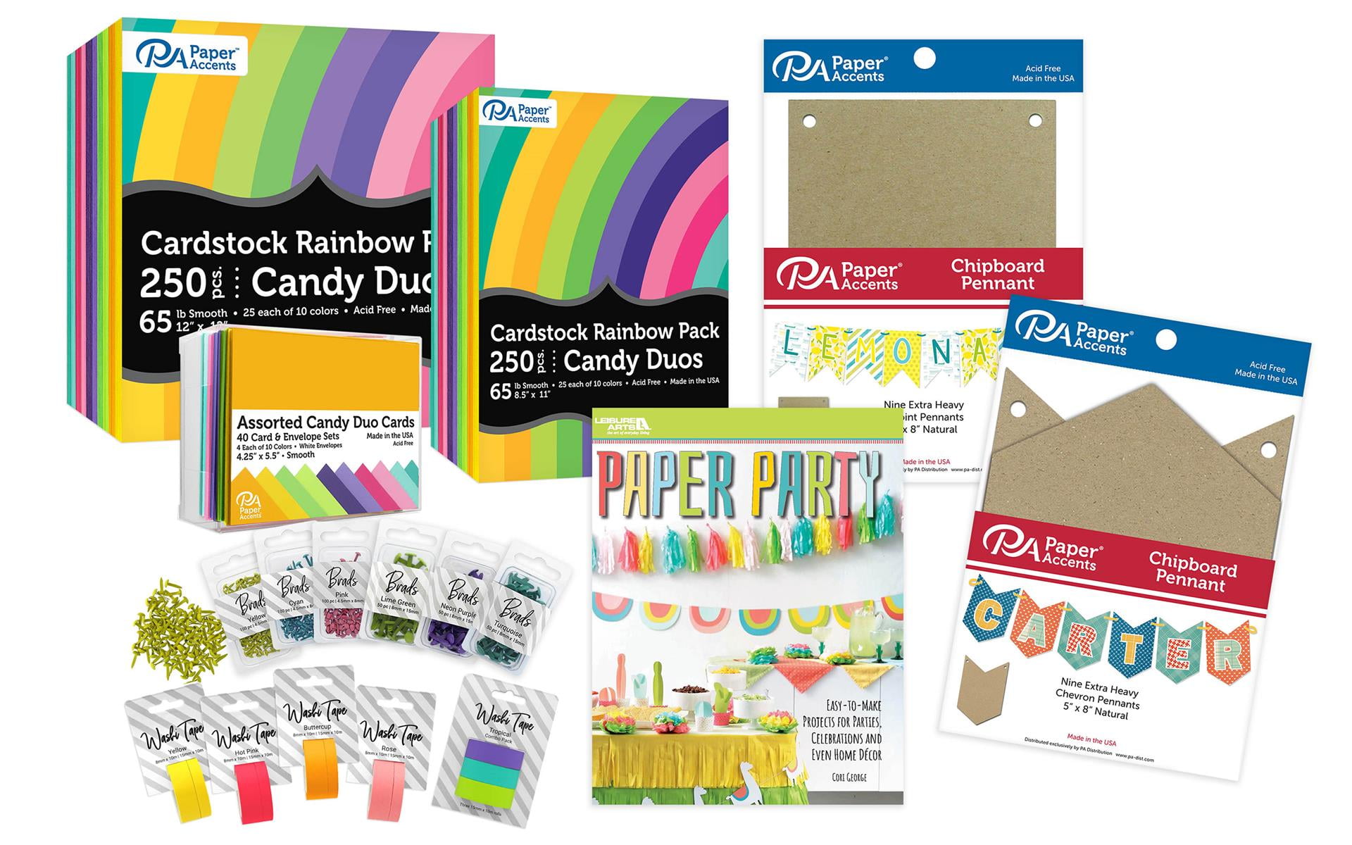 Leisure Arts Paper Party Bundle: Includes Colored Card Stock, Blank Cards For Card Making, And Envelopes Set, And Chipboard Shapes For Crafts - Perfect Diy Fun