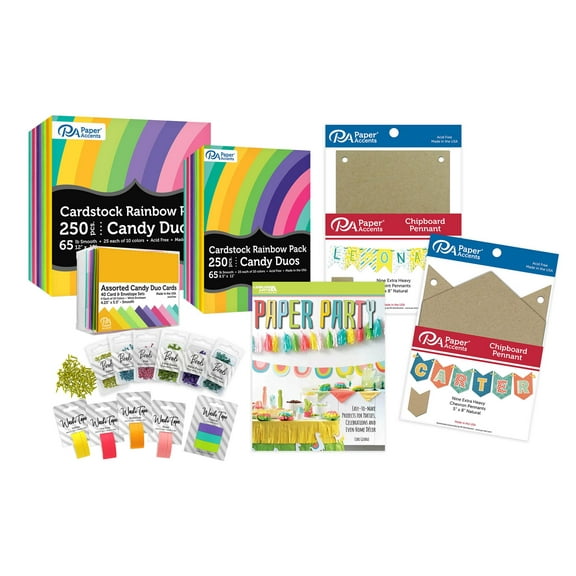 Leisure Arts Paper Party Bundle: Includes Colored Card Stock, Blank Cards For Card Making, And Envelopes Set, And Chipboard Shapes For Crafts - Perfect Diy Fun