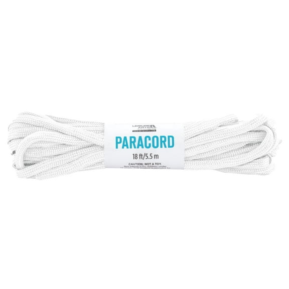 Leisure Arts White Paracord 18' - Durable Nylon Craft Cord for Bracelets, Keychains, Headbands, DIY Projects, Strong Rope for Crafting, Weaving, and Outdoor Paracord Use