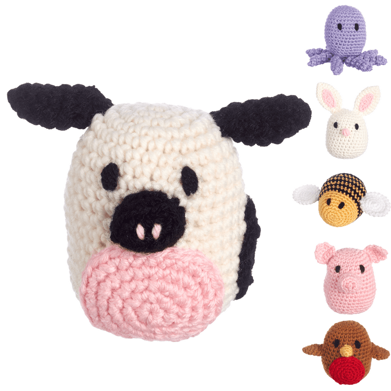 Plush Cow Crochet Kit for Adults, Beginner Crochet Kit, Animal