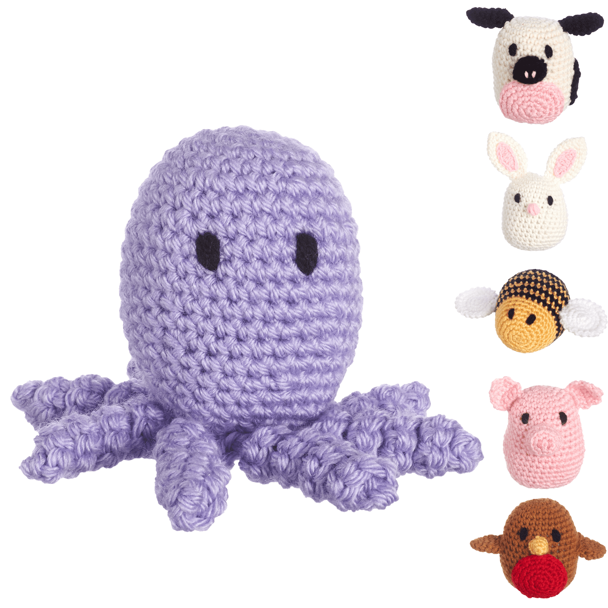 Crochet Kit for Beginners Adults and Kids, Little Mermaid Crab Octopus  Whale, Crochet Set with Yarn and Hook Starter Kit with Step-by-Step Video