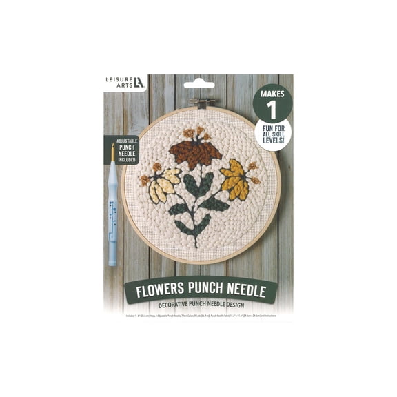 Leisure Arts Punch Needle Kit, Flowers, Punch Needle Kit, Kits Adults Beginner, Embroidery Kit For Beginners