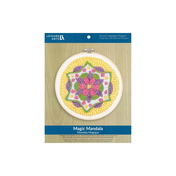 Leisure Arts Punch Needle Kit, Magic Mandala, Punch Needle Kit, Kits Adults Beginner, Embroidery Kit For Beginners
