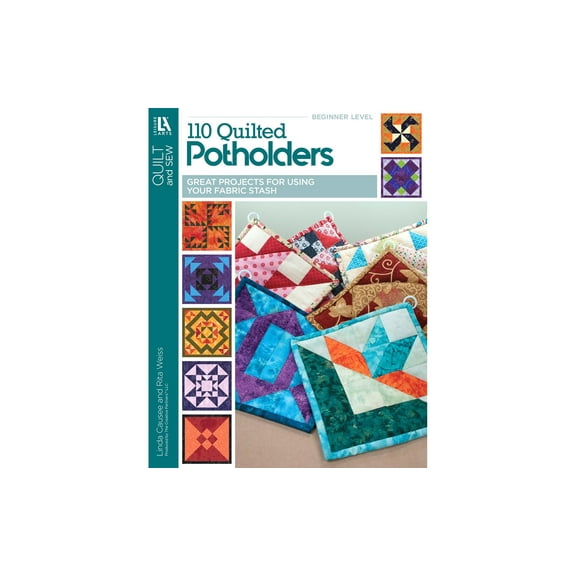 Leisure Arts 110 Quilted Potholders Book, Beginner Quilting Patterns, for Mini Potholders, Using Simple Templates and Step by Step Assembly Diagrams