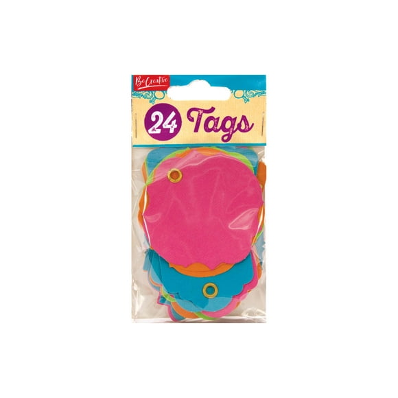 Leisure Arts Scrap Tag With Twine Bright 24Pc - Colorful Gift Tags With String Attached For Easy Labeling - Perfect Gift Bag Tags Or Name For Bags And Crafts