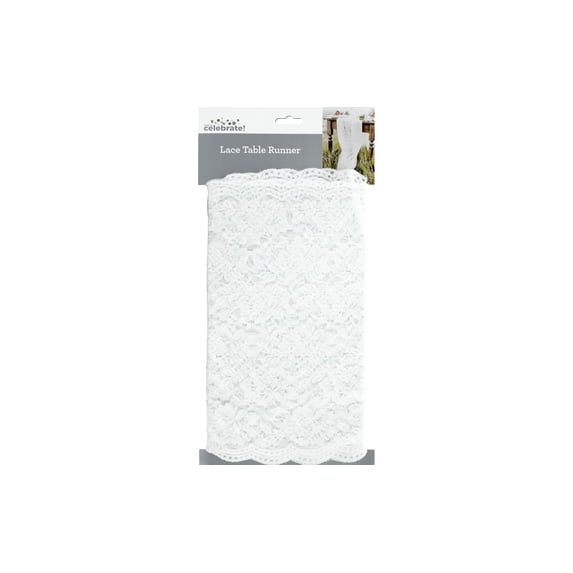 Leisure Arts White Lace Table Runner 12.4x72 Inch Scalloped Edge