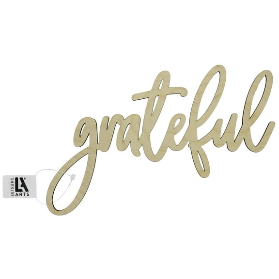 Leisure Arts Unfinished Wood Words - 12" X 7.5" - Grateful, Wood Cutout Word Cutouts For Crafts Wooden Words For Crafts Wooden Cut Out Letters Laser Cut Large Size