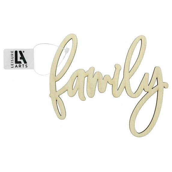 Leisure Arts Unfinished Wood Words - 6.5" X 5.75" - Family Wood Cutout Word Cutouts For Crafts Wooden Words For Crafts Wooden Cut Out Letters Laser Cut Medium Size