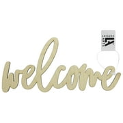 Leisure Arts Welcome Wood Word Sign 8.5x4 Inch Birch Script Style