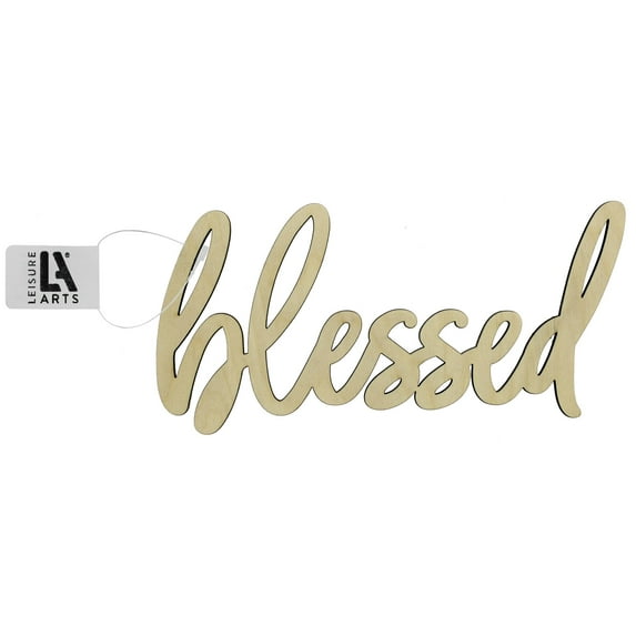 Leisure Arts Unfinished Wood Words - 8" X 4" - Blessed Wood Cutout Word Cutouts For Crafts Wooden Words For Crafts Wooden Cut Out Letters Laser Cut Medium Size
