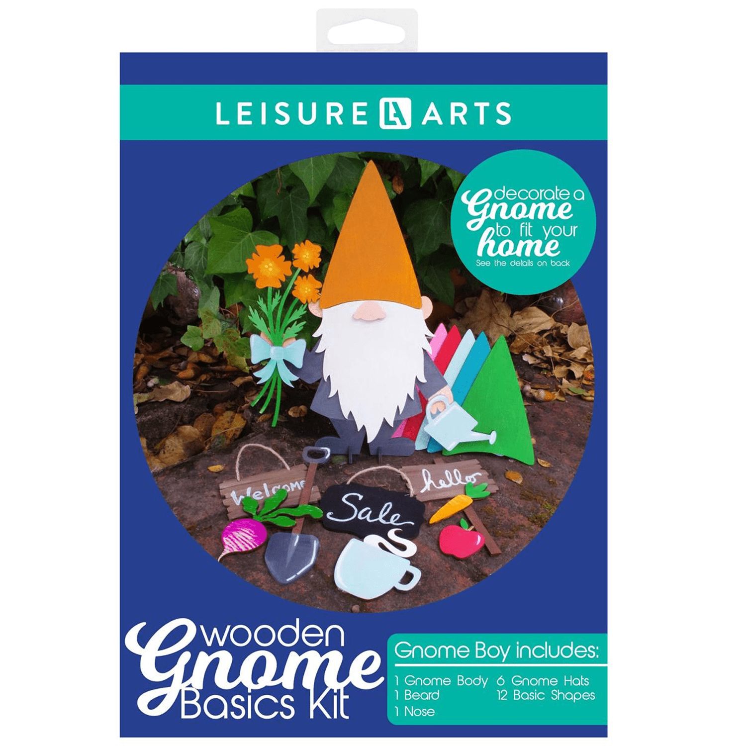 Leisure Arts Wood Garden Kit Gnome, Basics Boy, Gnome Craft Kit, Wood