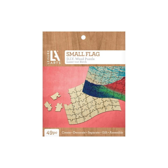Leisure Arts Wood Puzzle Small Flag 49 Pieces 6.25"X 4.13" Blank Puzzles, Make Your Own Puzzle, Blank Puzzle Pieces Wooden Puzzles Diy Jigsaw Puzzles, Puzzles To Draw On