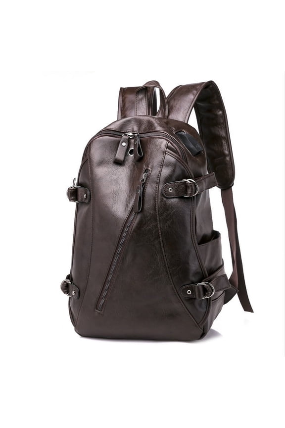 Leisure Backpack PU Large Capacity Computer Bag,Brown
