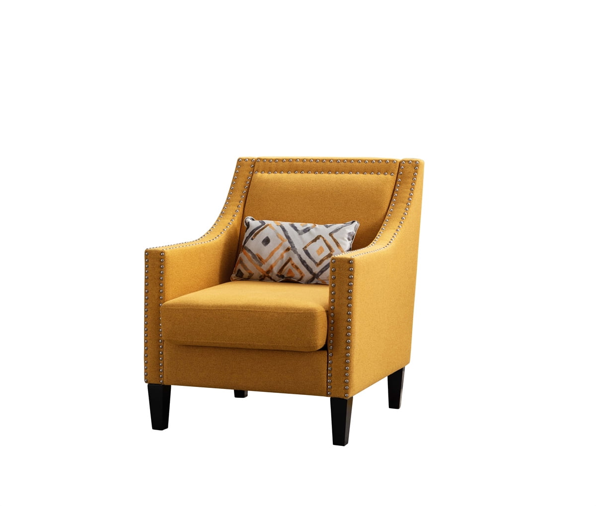 Leisure Barrel Chair, Accent Armchair Single Reclining Sofa with Nailheads & Solid Wood Legs