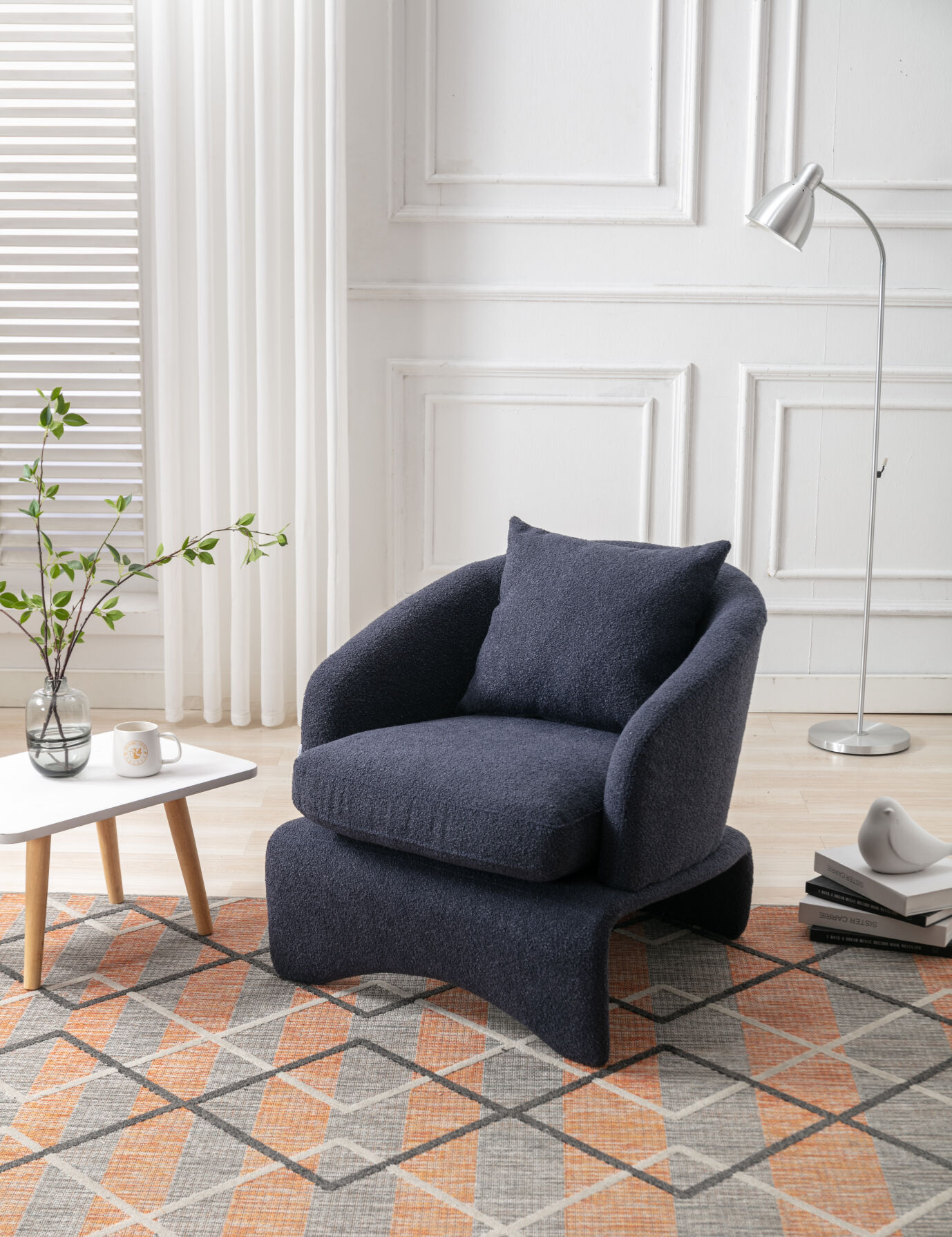 Leisure Barrel Chair with Removable Cushion, Modern Upholstered ...