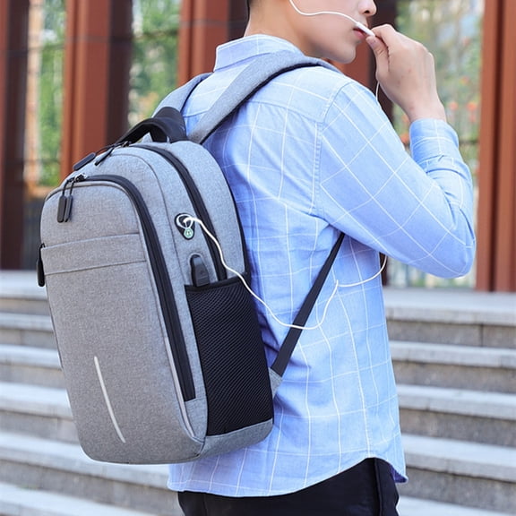 Leisure Computer Backpack Business Trip USB Charging,Grey