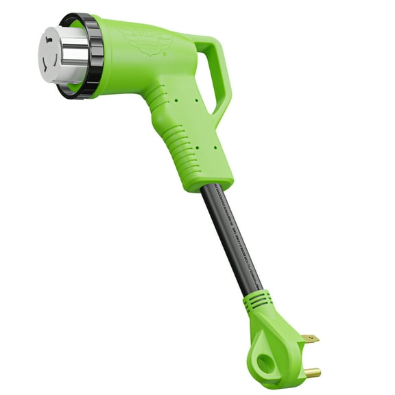 Leisure Cords 12" 90-Degree Dogbone RV Adapter 30 Amp Male - 50 Amp Female Twist with LED Power indicator