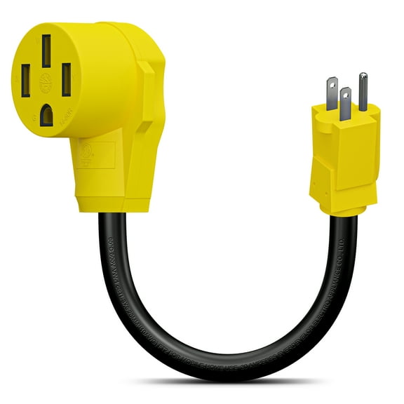 Leisure Cords 15 Amp Male to 50 Amp Female 12" Dogbone Adapter RV Electrical Converter Cord Cable 5-15P to 14-50R